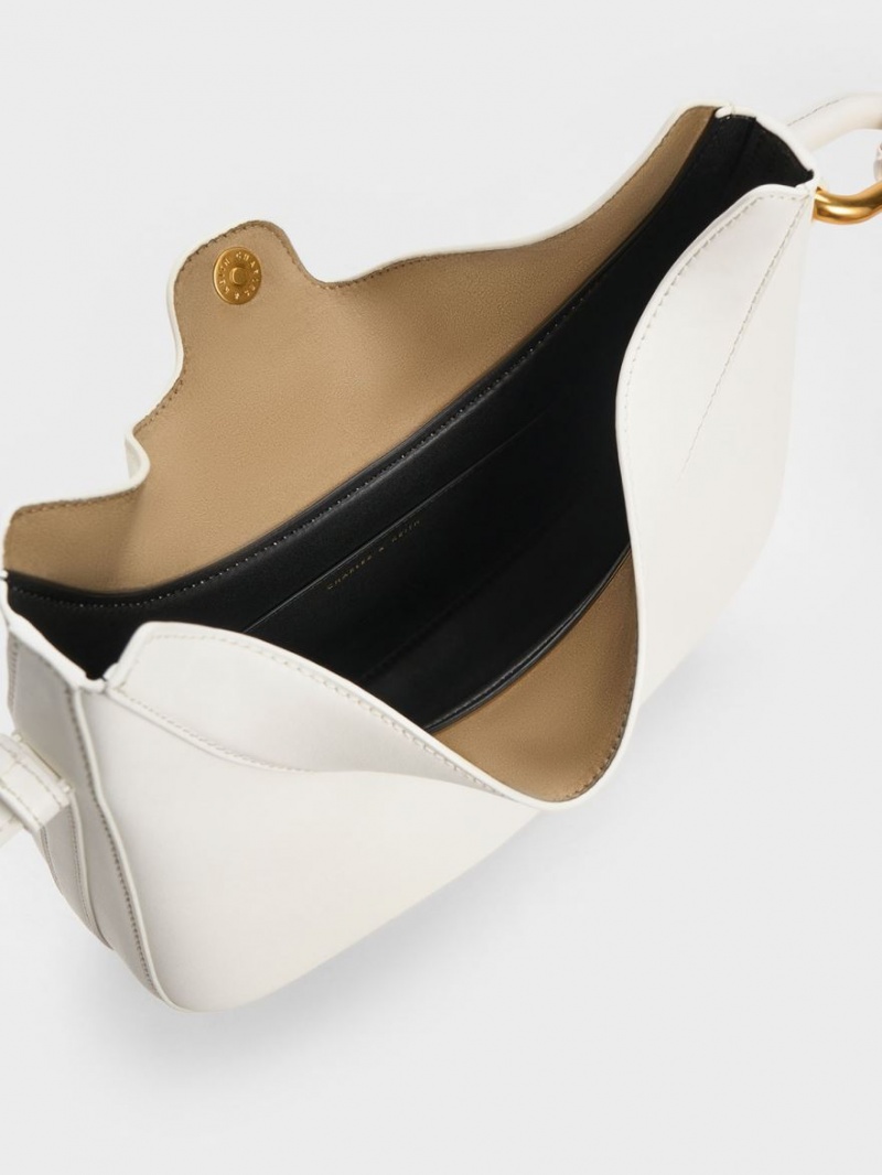 τσάντεσ tote Charles And Keith Kora Metallic-Accent Moon ασπρα | 97345-IREW