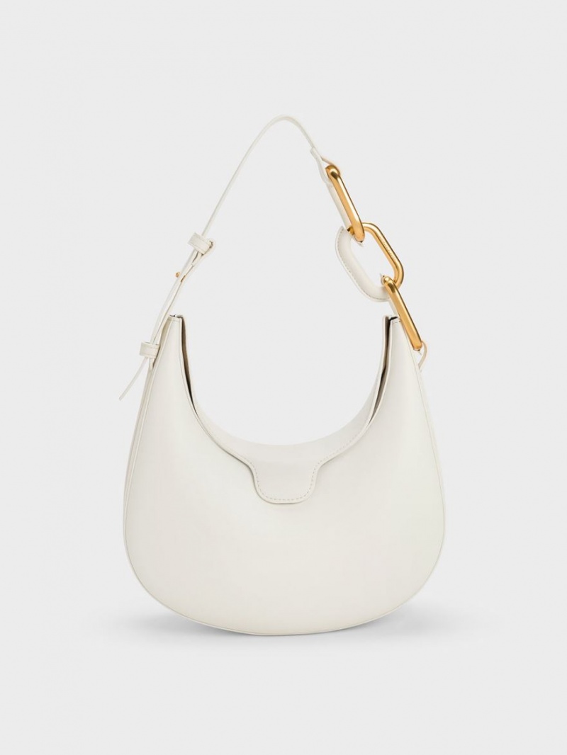 τσάντεσ tote Charles And Keith Kora Metallic-Accent Moon ασπρα | 97345-IREW