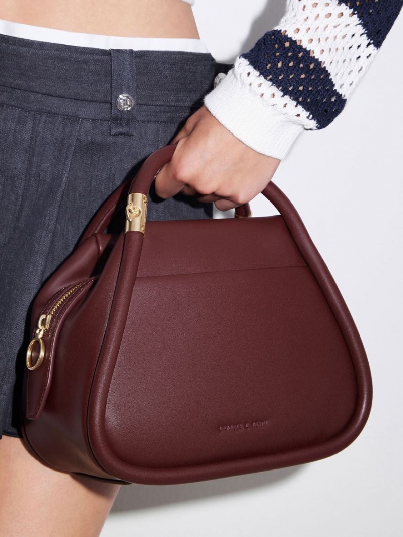 τσάντεσ tote Charles And Keith Lara Geometric σκούρο σοκολάτα | 56327-HVGY