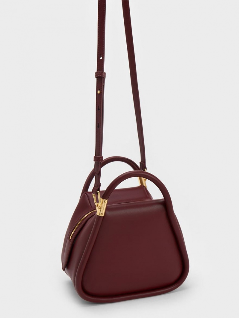 τσάντεσ tote Charles And Keith Lara Geometric σκούρο σοκολάτα | 56327-HVGY