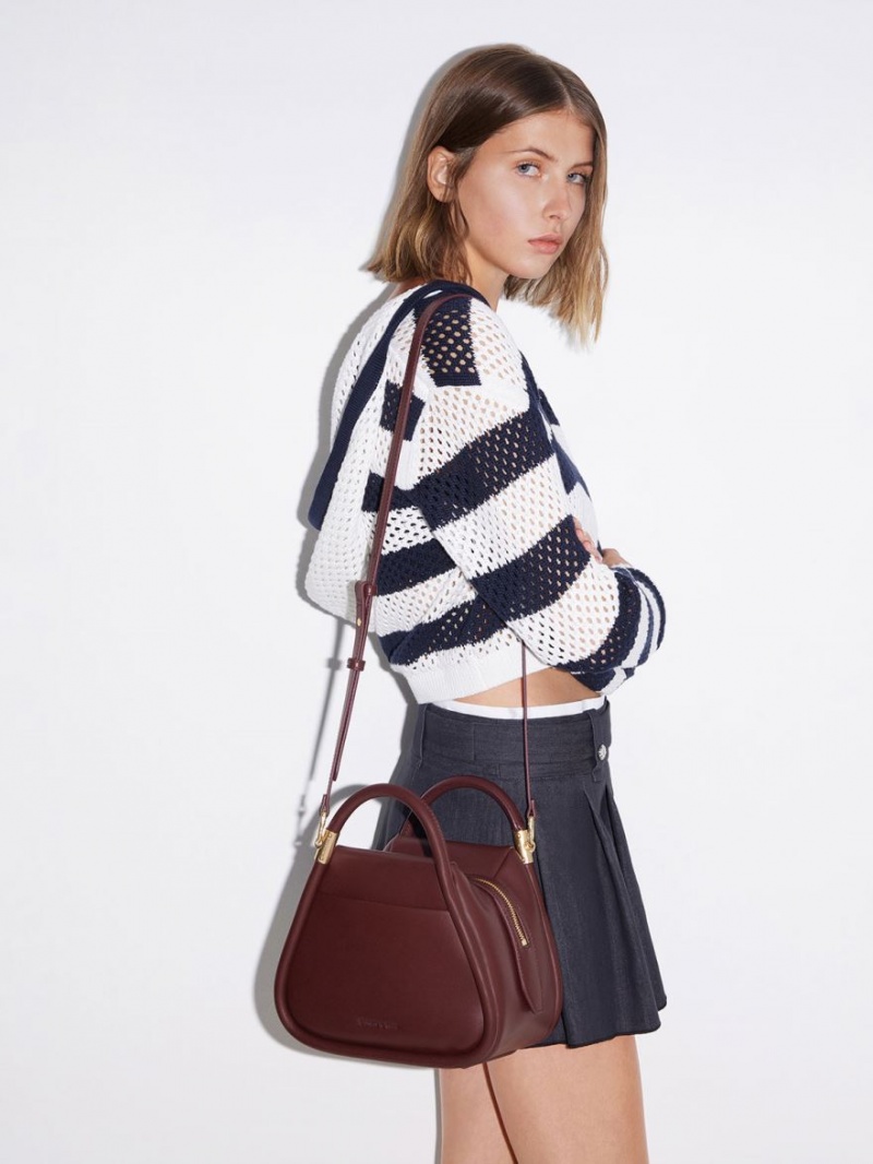 τσάντεσ tote Charles And Keith Lara Geometric σκούρο σοκολάτα | 56327-HVGY