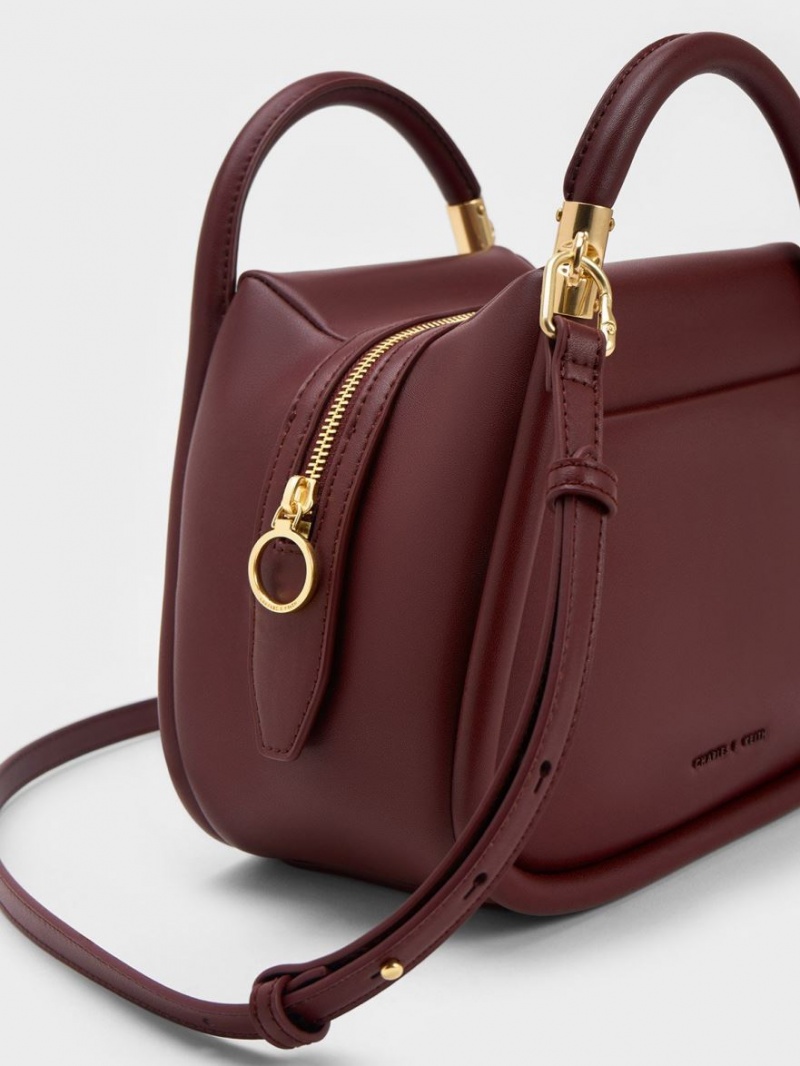 τσάντεσ tote Charles And Keith Lara Geometric σκούρο σοκολάτα | 56327-HVGY