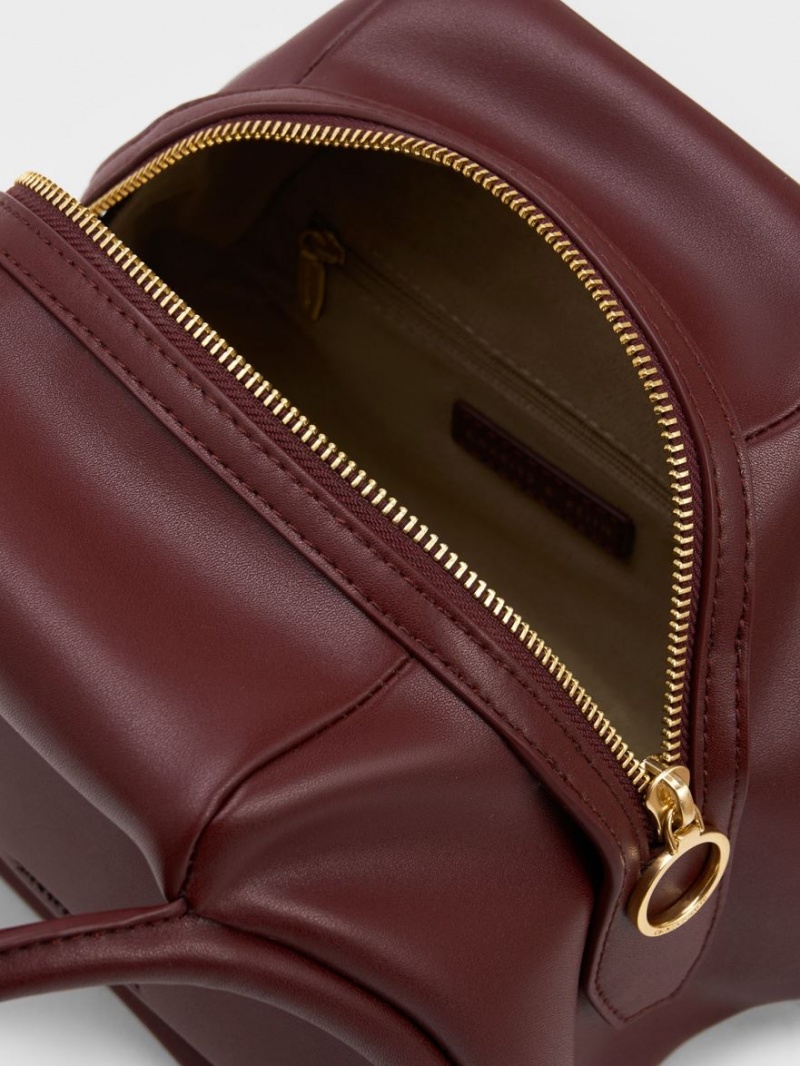 τσάντεσ tote Charles And Keith Lara Geometric σκούρο σοκολάτα | 56327-HVGY
