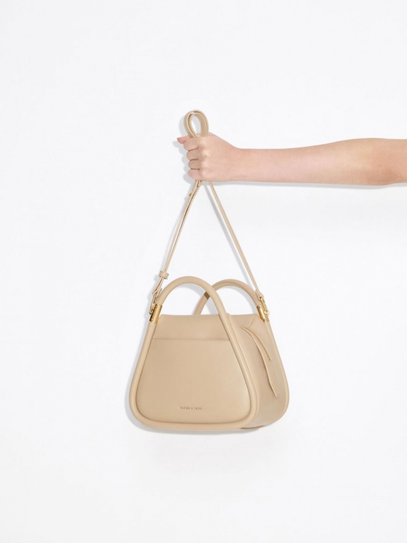 τσάντεσ tote Charles And Keith Lara Geometric Μπεζ | 50947-LCXR