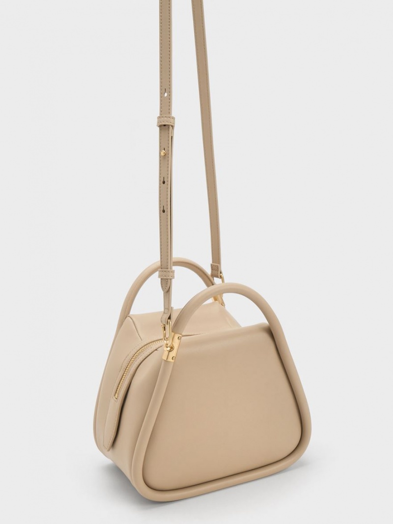 τσάντεσ tote Charles And Keith Lara Geometric Μπεζ | 50947-LCXR