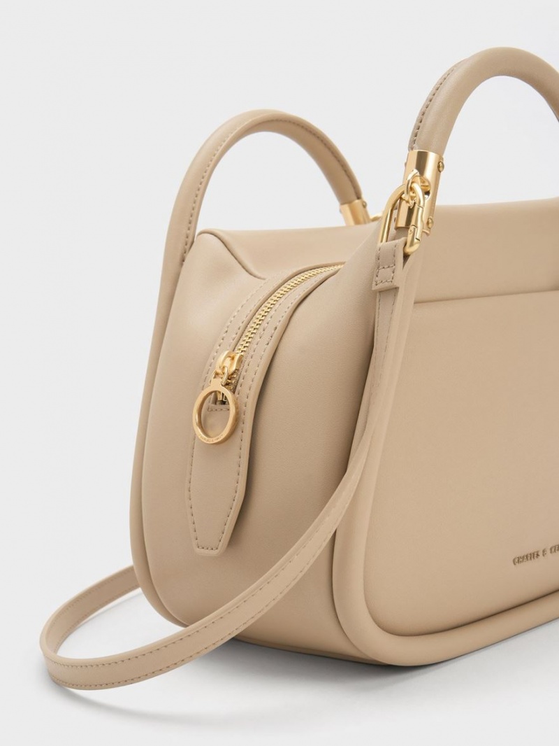 τσάντεσ tote Charles And Keith Lara Geometric Μπεζ | 50947-LCXR