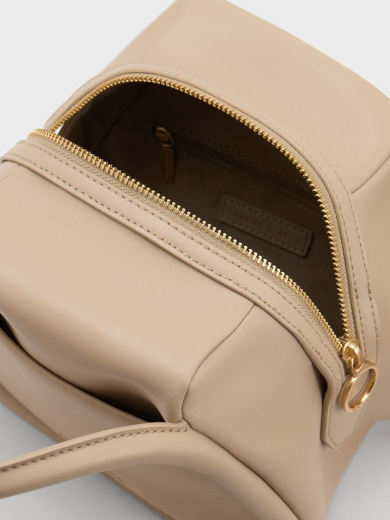 τσάντεσ tote Charles And Keith Lara Geometric Μπεζ | 50947-LCXR
