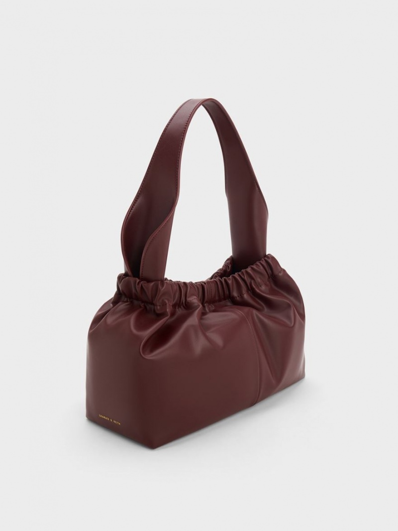 τσάντεσ tote Charles And Keith Large Ally Ruched Slouchy μπορντο | 89465-UZWV