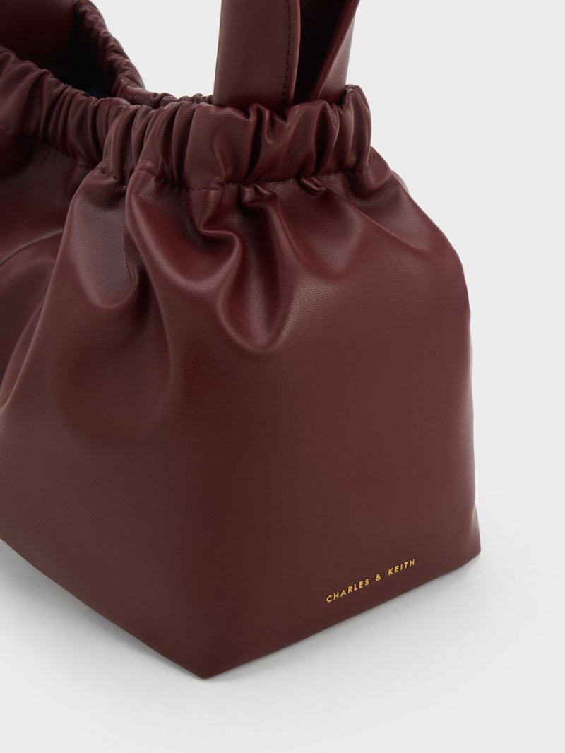 τσάντεσ tote Charles And Keith Large Ally Ruched Slouchy μπορντο | 89465-UZWV