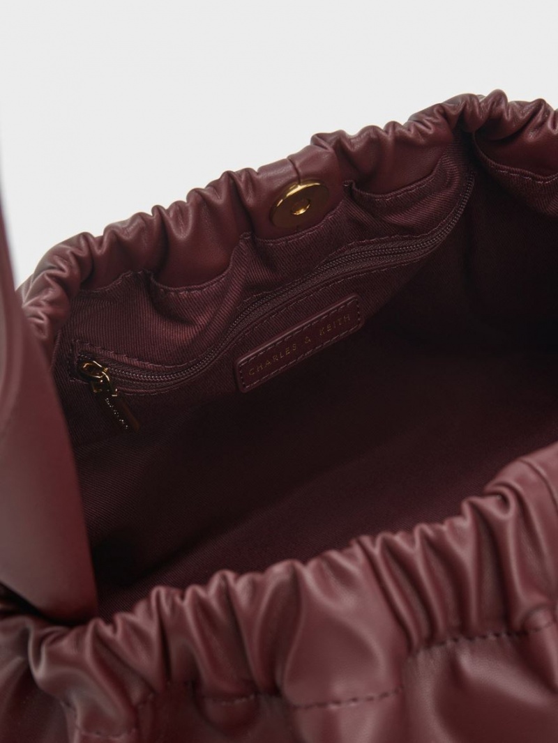τσάντεσ tote Charles And Keith Large Ally Ruched Slouchy μπορντο | 89465-UZWV