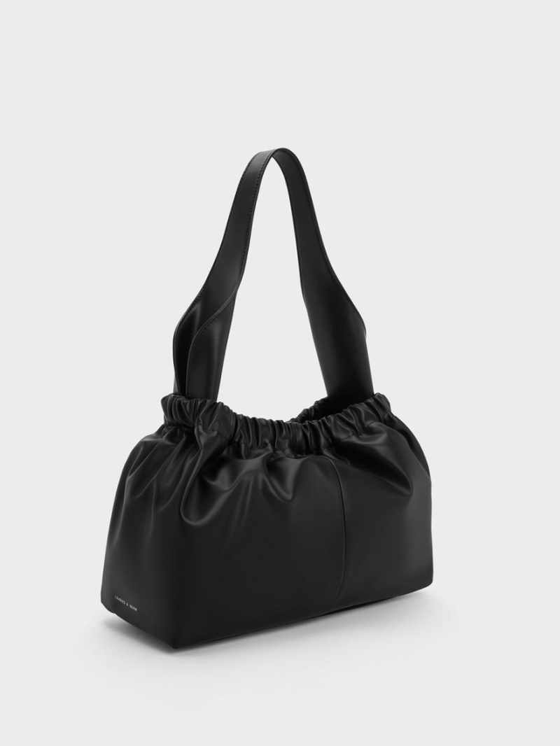 τσάντεσ tote Charles And Keith Large Ally Ruched Slouchy μαυρα | 68215-MULB