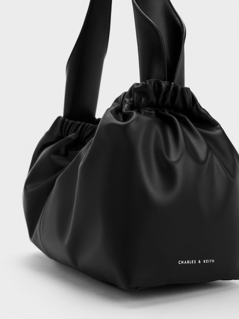 τσάντεσ tote Charles And Keith Large Ally Ruched Slouchy μαυρα | 68215-MULB