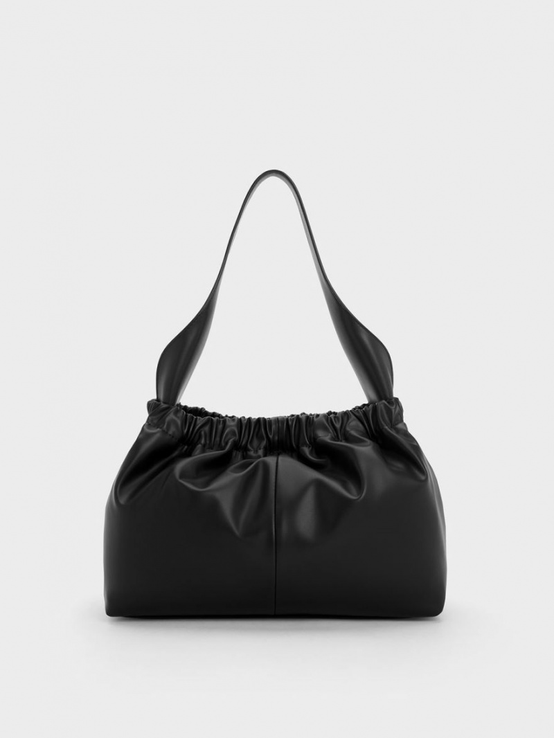 τσάντεσ tote Charles And Keith Large Ally Ruched Slouchy μαυρα | 68215-MULB