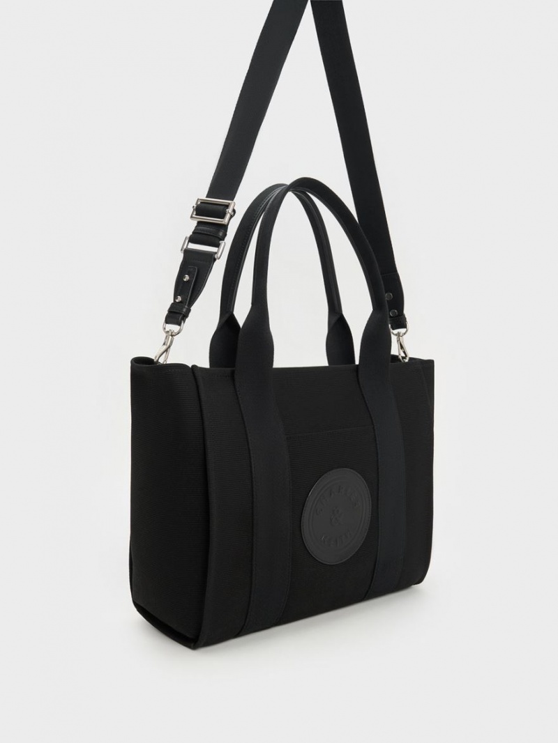 τσάντεσ tote Charles And Keith Large Kay καμβα μαυρα | 62854-PQVJ