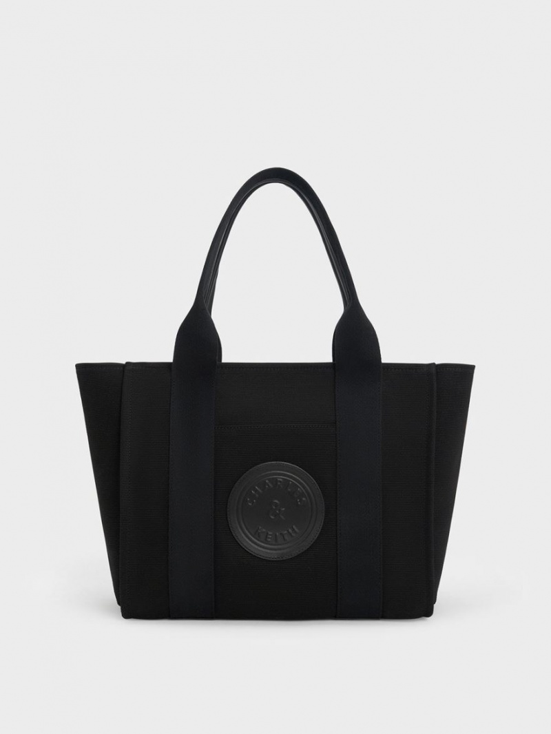 τσάντεσ tote Charles And Keith Large Kay καμβα μαυρα | 62854-PQVJ