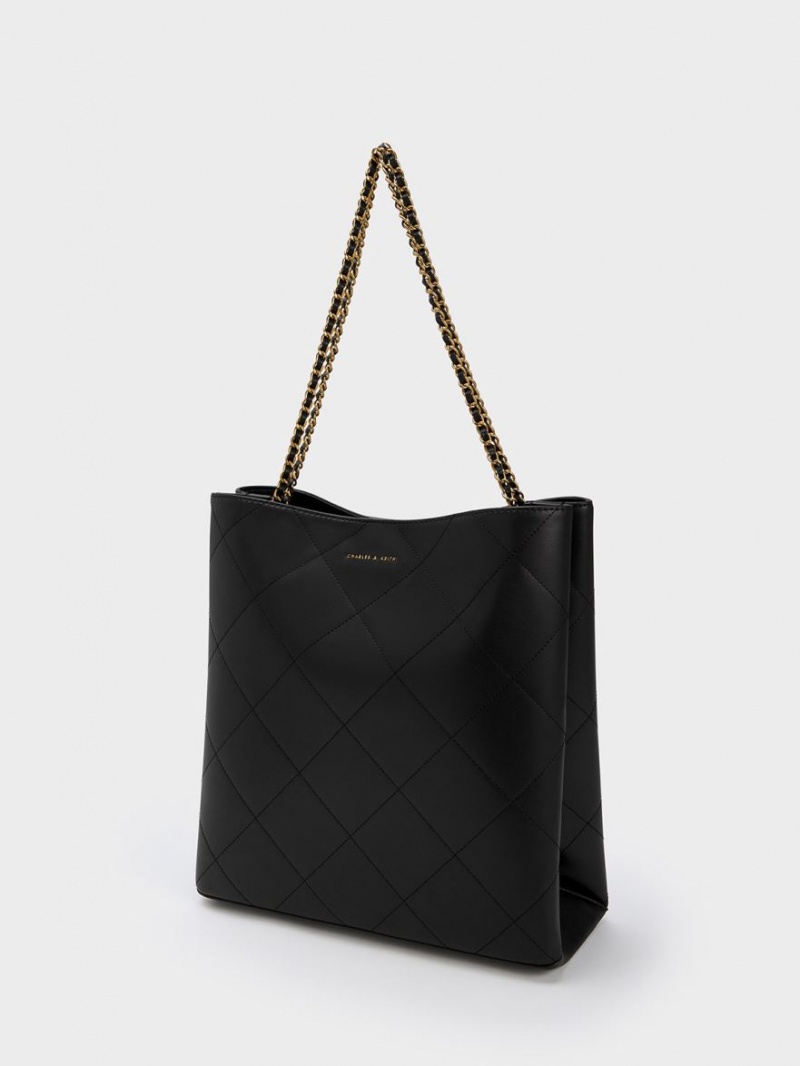 τσάντεσ tote Charles And Keith Leia Braided Handle μαυρα | 50281-DJIS