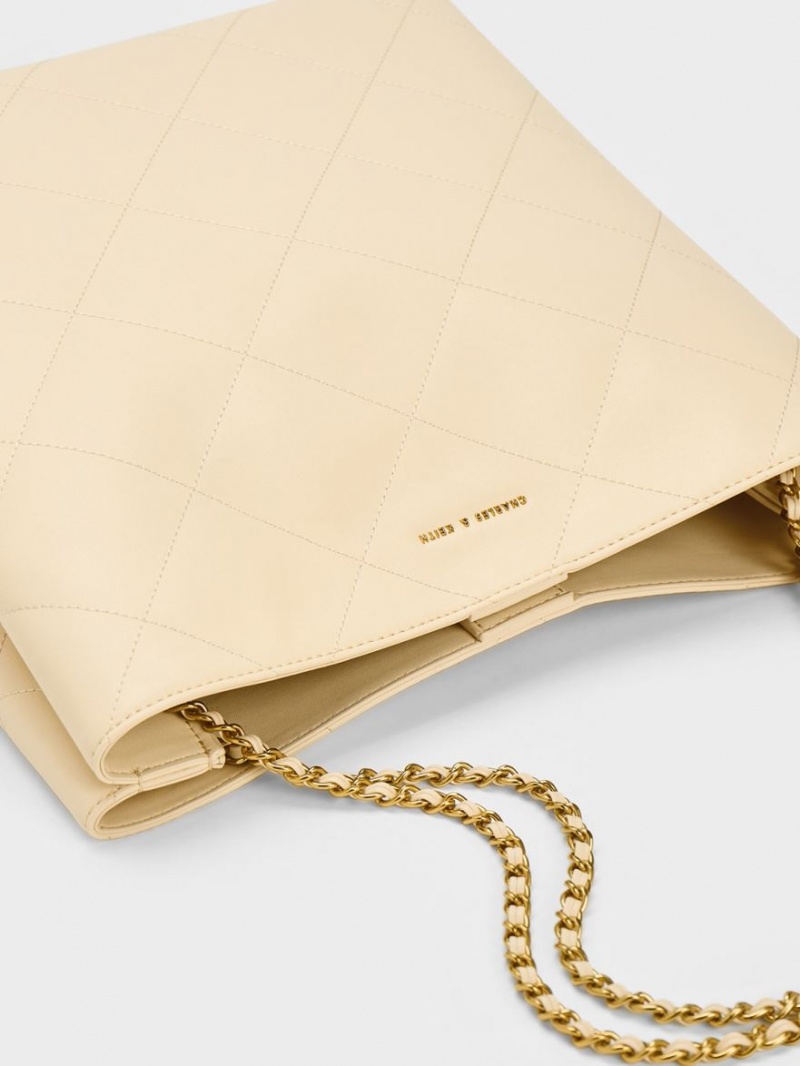 τσάντεσ tote Charles And Keith Leia Braided Handle Μπεζ | 47931-WKUQ
