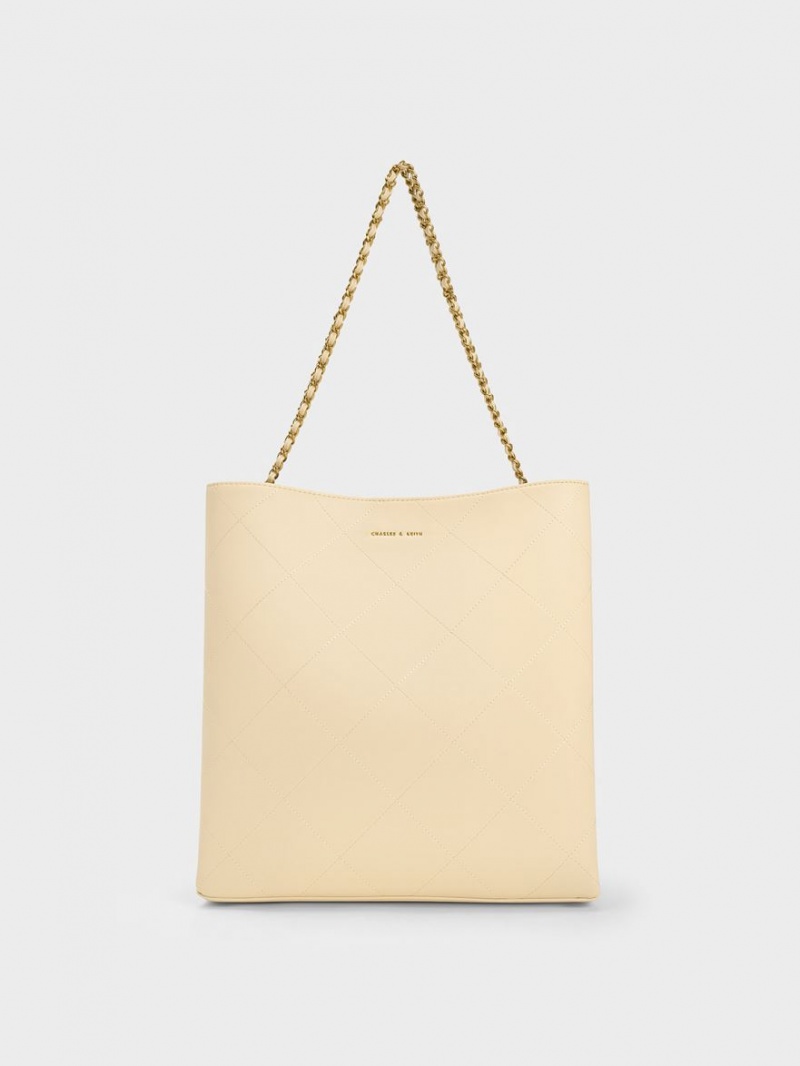 τσάντεσ tote Charles And Keith Leia Braided Handle Μπεζ | 47931-WKUQ