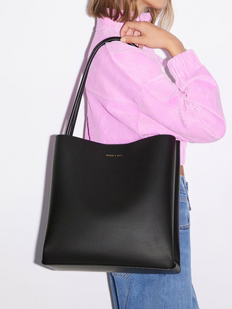 τσάντεσ tote Charles And Keith Leia μαυρα | 51973-RQCM
