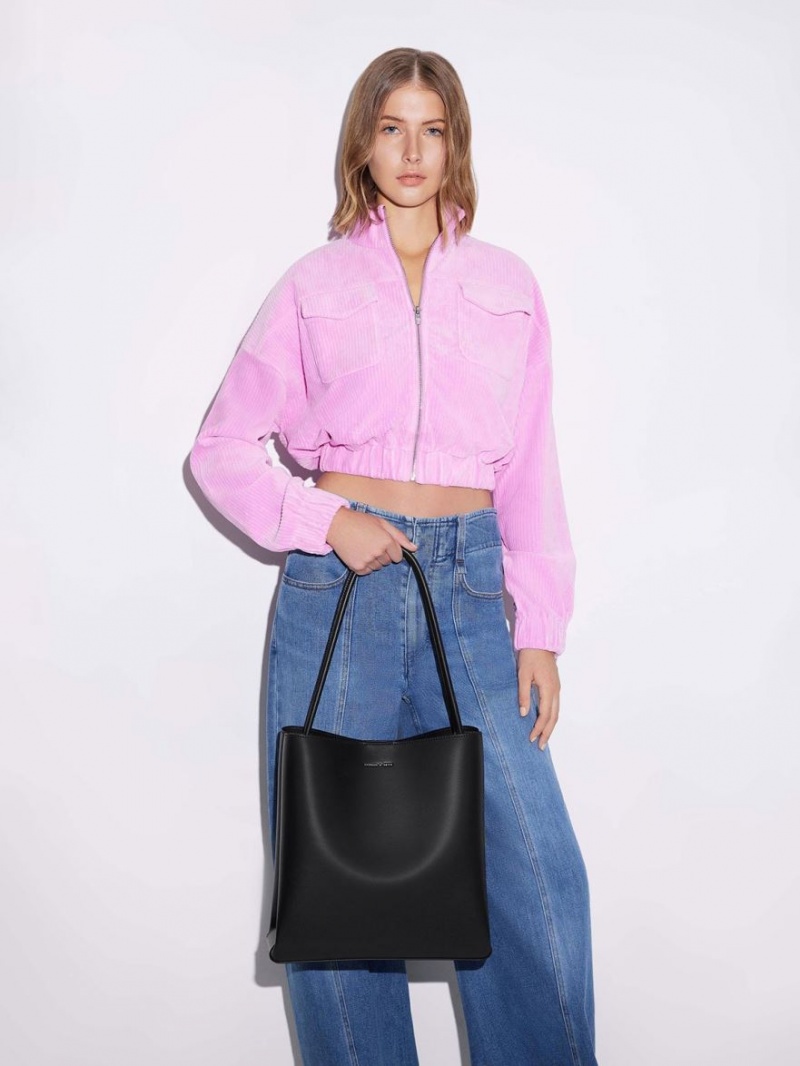τσάντεσ tote Charles And Keith Leia μαυρα | 51973-RQCM