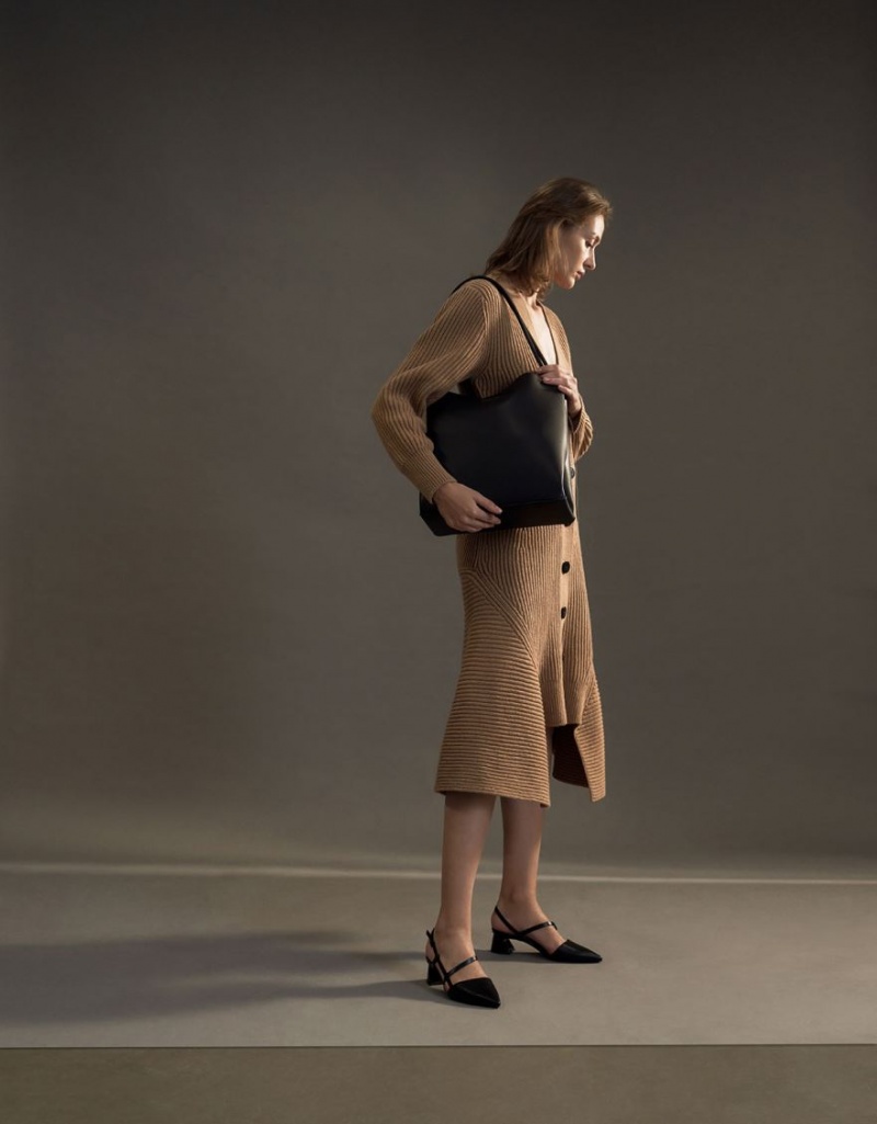 τσάντεσ tote Charles And Keith Leia μαυρα | 51973-RQCM