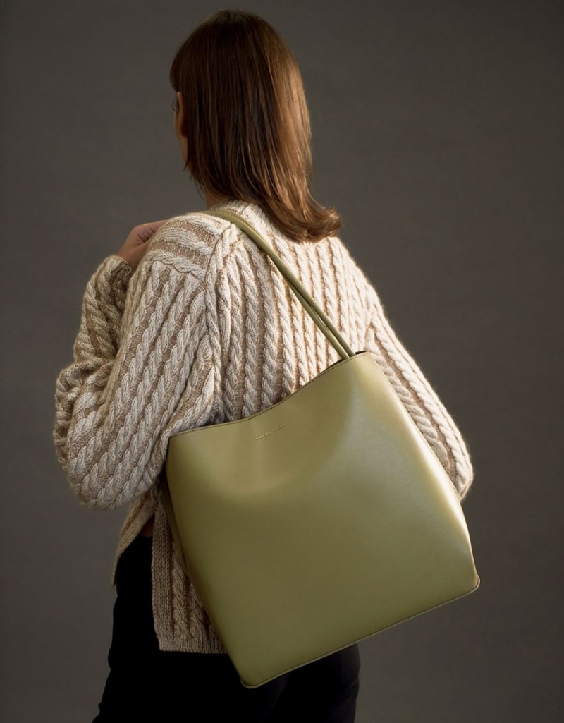τσάντεσ tote Charles And Keith Leia Ελιά | 68250-OLJG