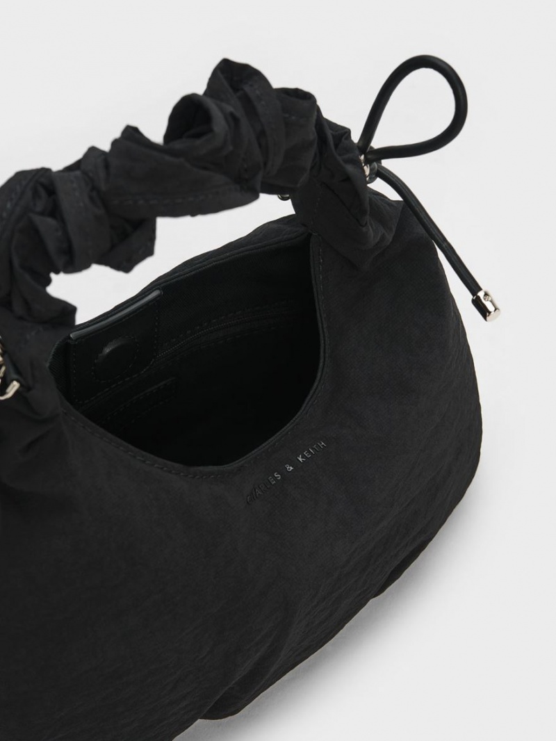τσάντεσ tote Charles And Keith Maisy Ruched νάιλον μαυρα | 20398-XLFZ