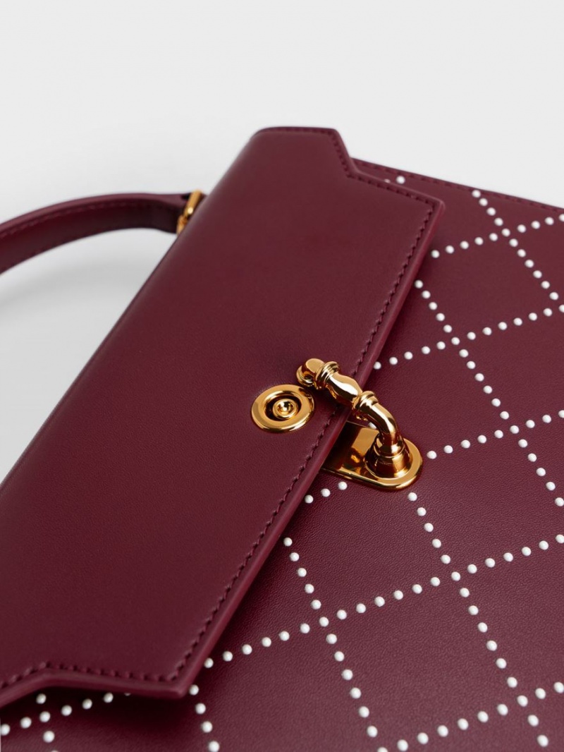 τσάντεσ tote Charles And Keith Marietta Bead-Embellished Trapeze μπορντο | 93185-RZEV
