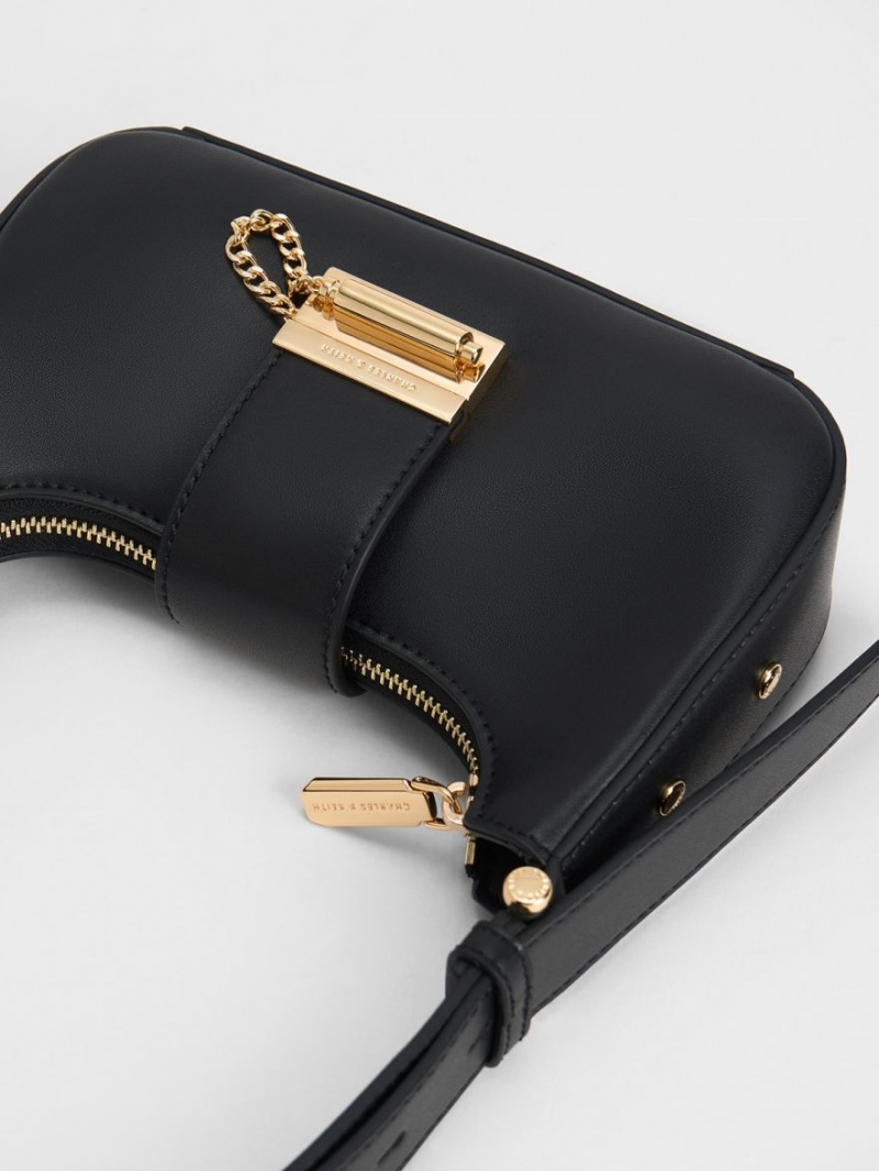 τσάντεσ tote Charles And Keith Metallic Accent Belted μαυρα | 41065-SFVE