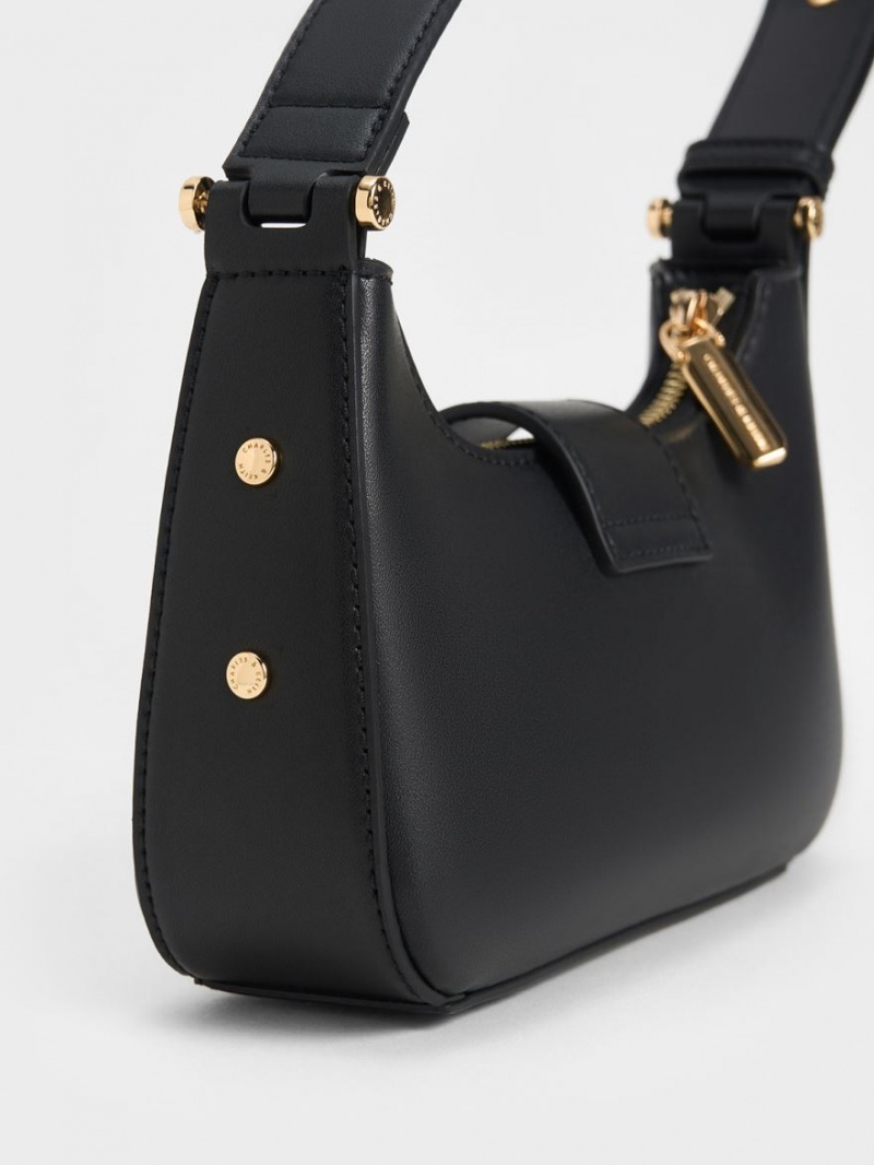 τσάντεσ tote Charles And Keith Metallic Accent Belted μαυρα | 41065-SFVE