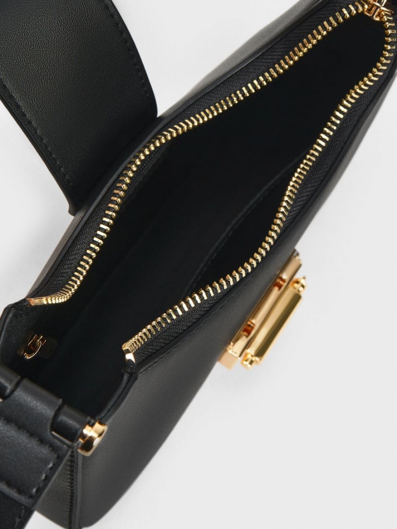 τσάντεσ tote Charles And Keith Metallic Accent Belted μαυρα | 41065-SFVE