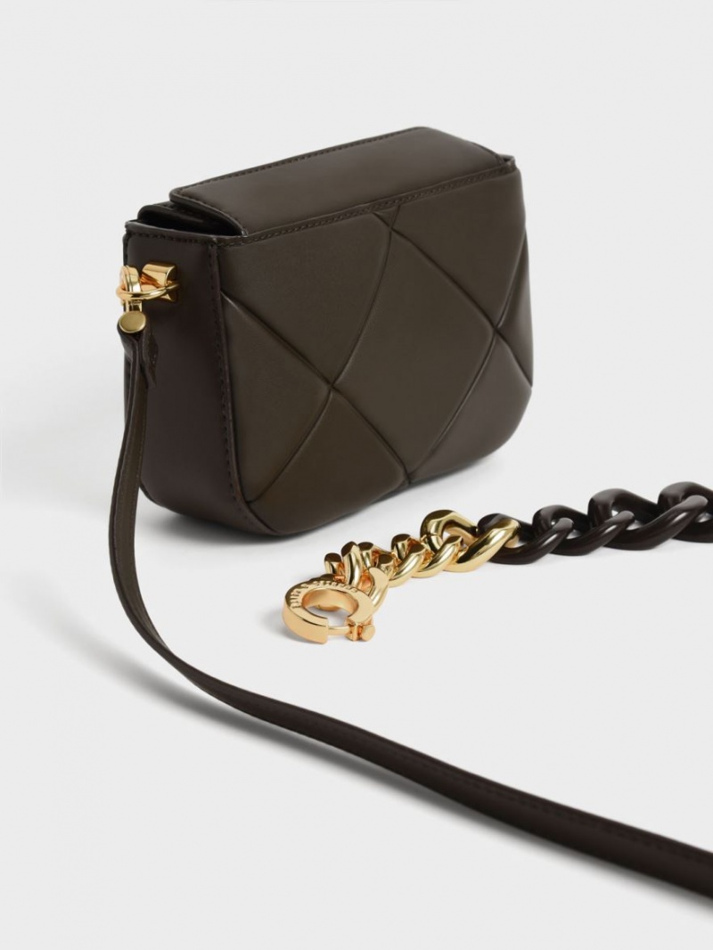 τσάντεσ tote Charles And Keith Mini Danika Χοντρός Chain Με Επένδυση μαυρα | 52083-WAQJ