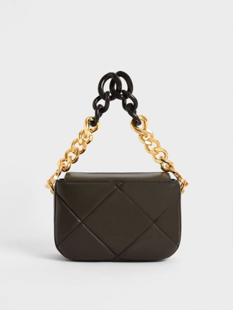 τσάντεσ tote Charles And Keith Mini Danika Χοντρός Chain Με Επένδυση μαυρα | 52083-WAQJ