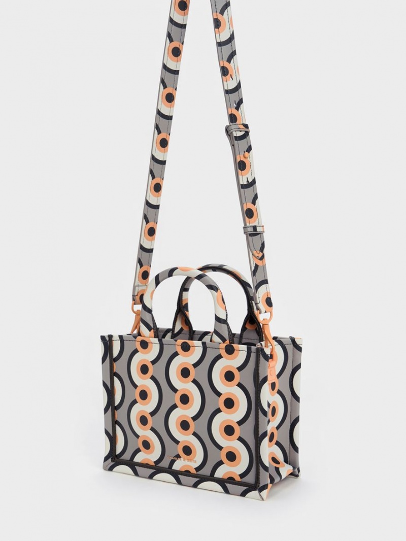 τσάντεσ tote Charles And Keith Mini Jump Print Πολύχρωμο | 91425-YCWU