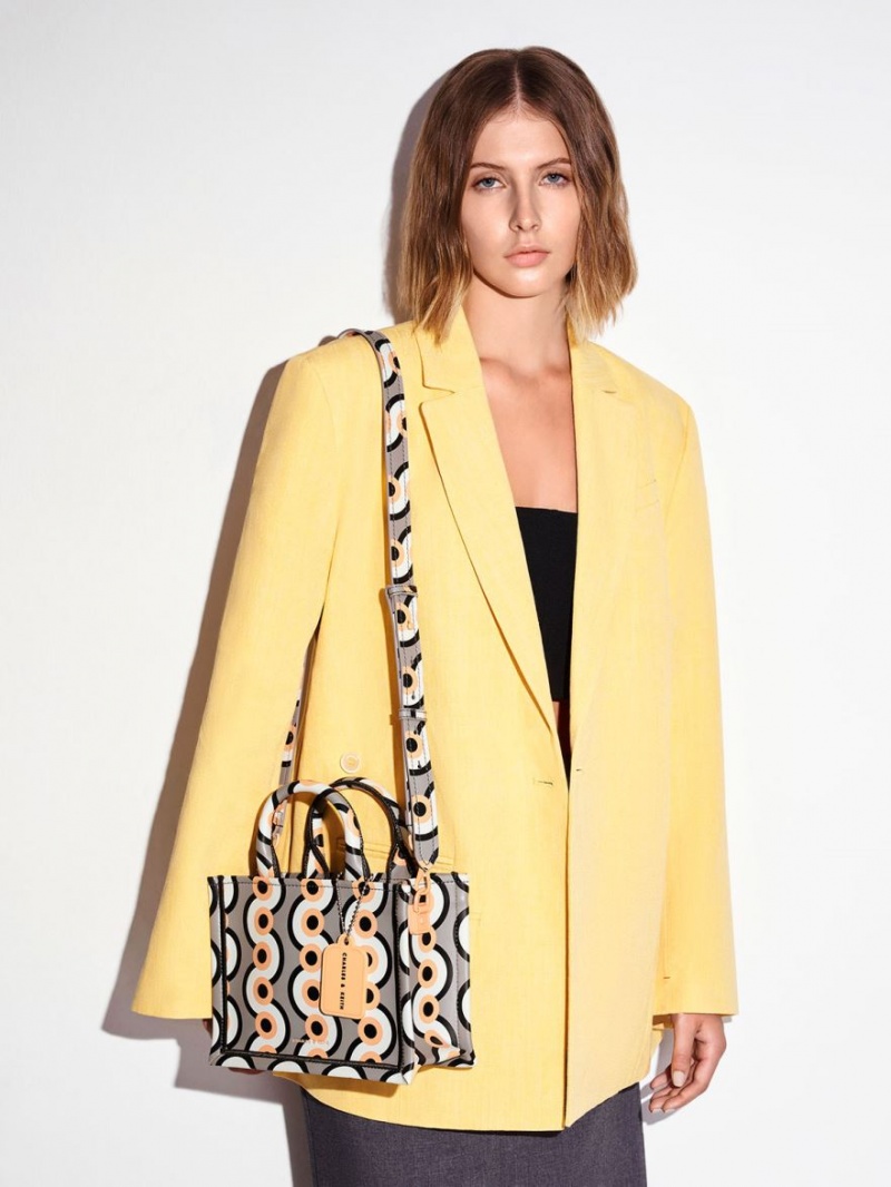 τσάντεσ tote Charles And Keith Mini Jump Print Πολύχρωμο | 91425-YCWU