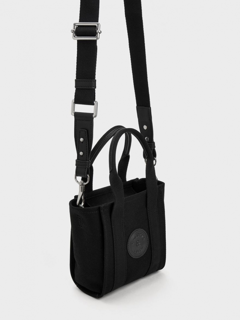 τσάντεσ tote Charles And Keith Mini Kay καμβα μαυρα | 93802-PXRQ