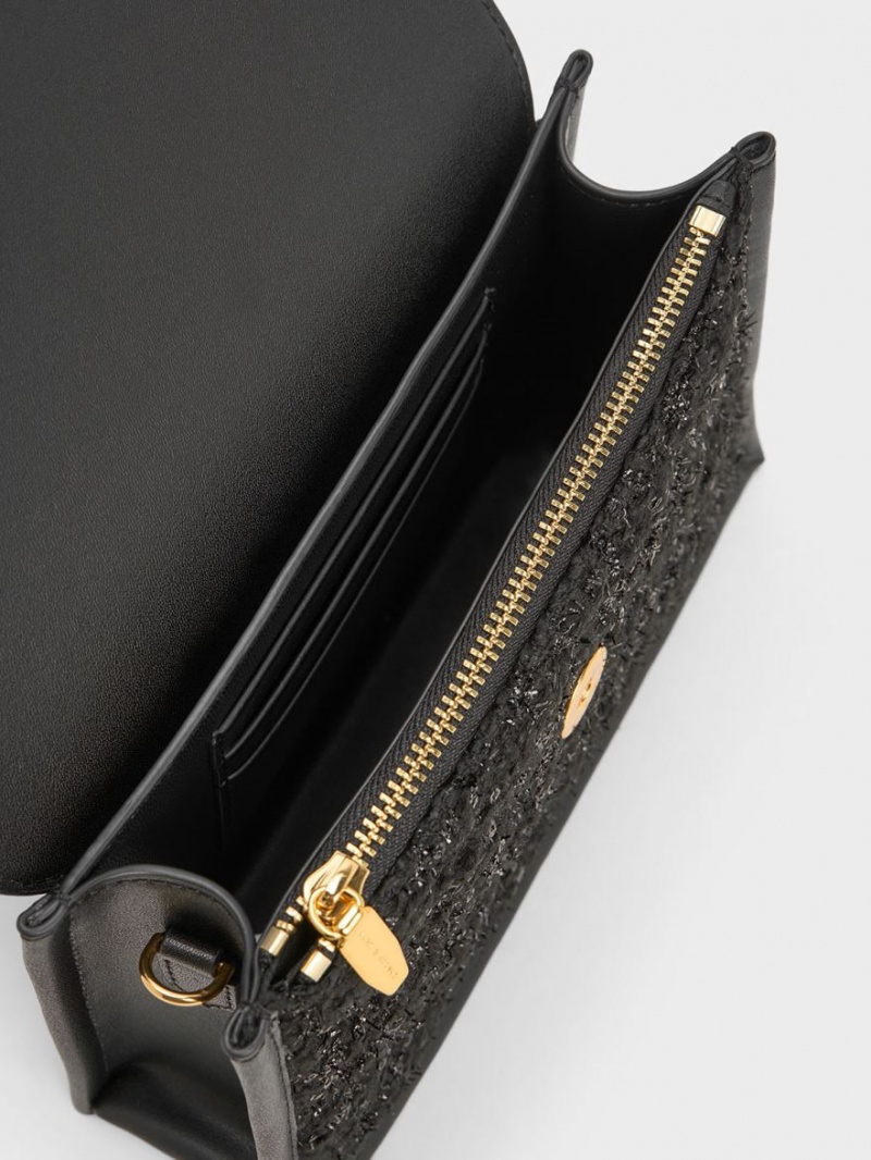 τσάντεσ tote Charles And Keith Mini Roza Beaded Handle Scarf μαυρα | 67134-VTCG