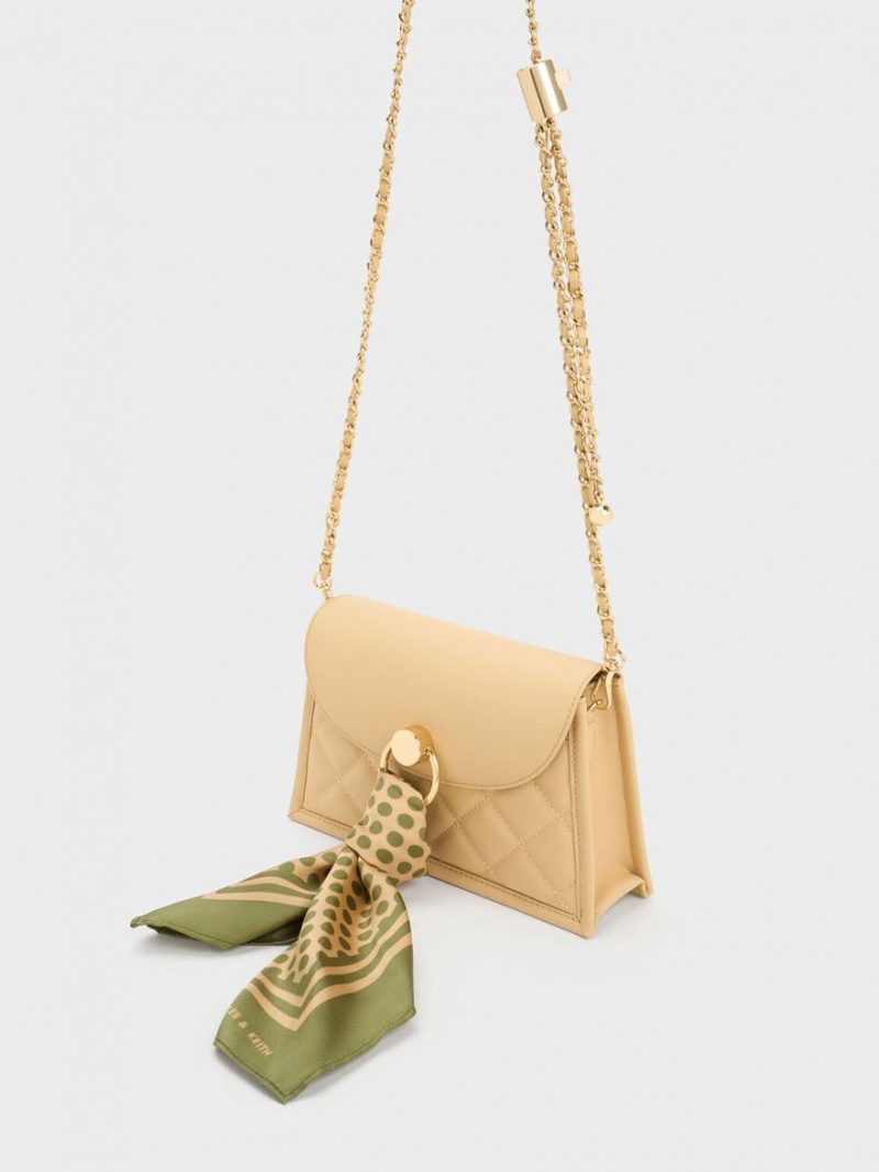 τσάντεσ tote Charles And Keith Mini Roza Beaded Handle Scarf Μπεζ | 93620-ANMF