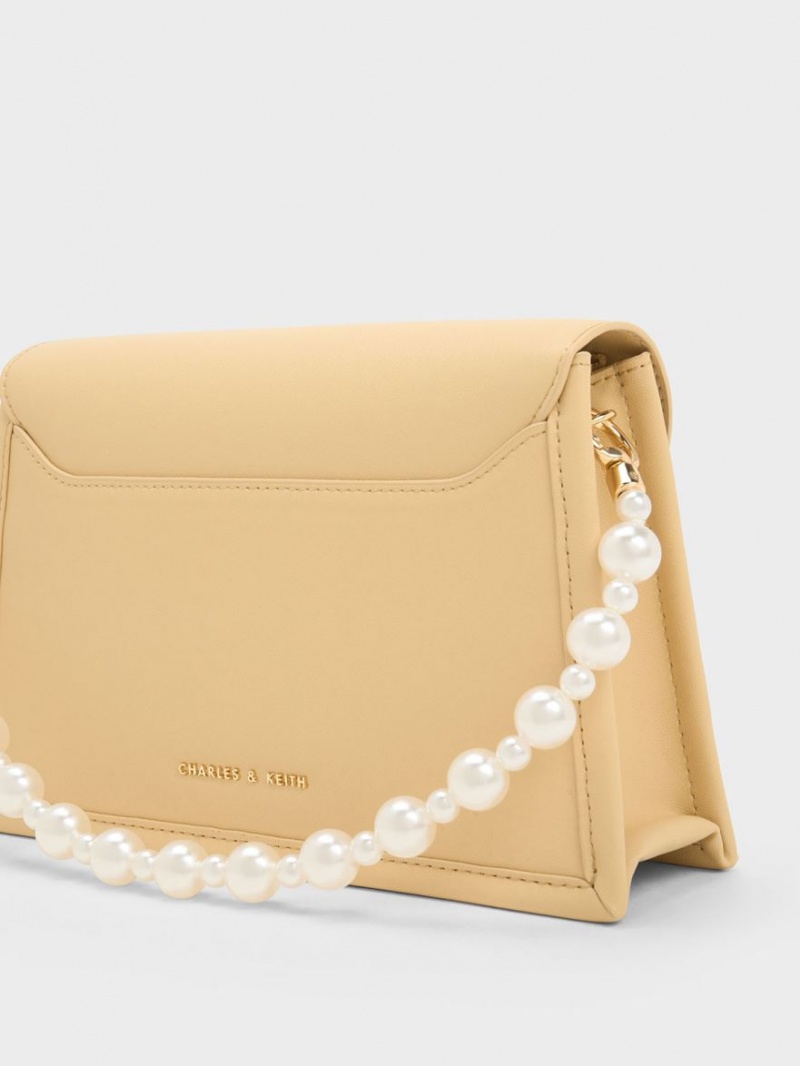 τσάντεσ tote Charles And Keith Mini Roza Beaded Handle Scarf Μπεζ | 93620-ANMF