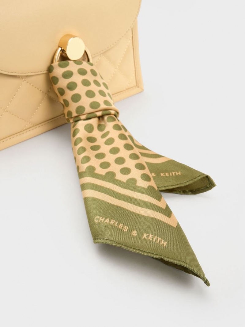 τσάντεσ tote Charles And Keith Mini Roza Beaded Handle Scarf Μπεζ | 93620-ANMF