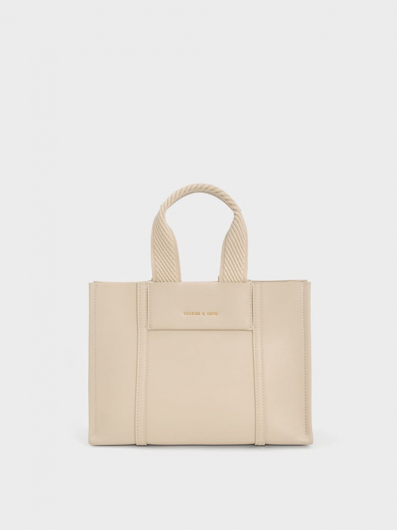 τσάντεσ tote Charles And Keith Mini Shalia Μπεζ | 35048-VXGR