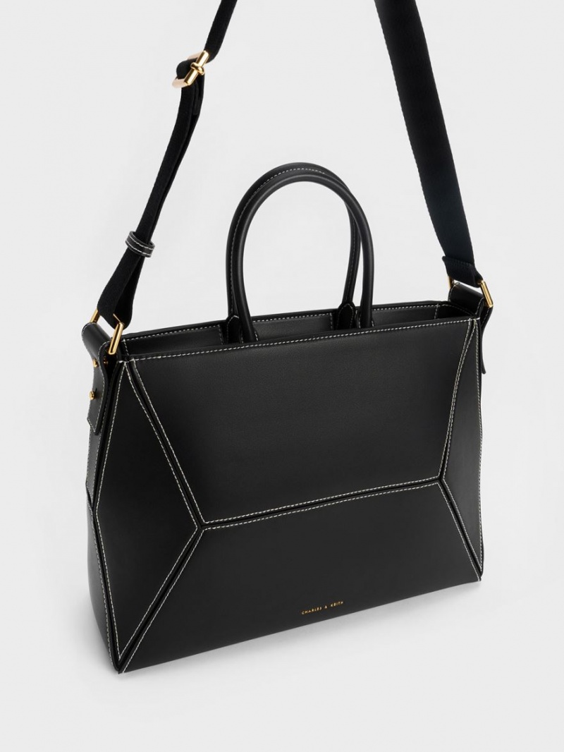 τσάντεσ tote Charles And Keith Nasrin Geometric μαυρα | 08219-WGMA