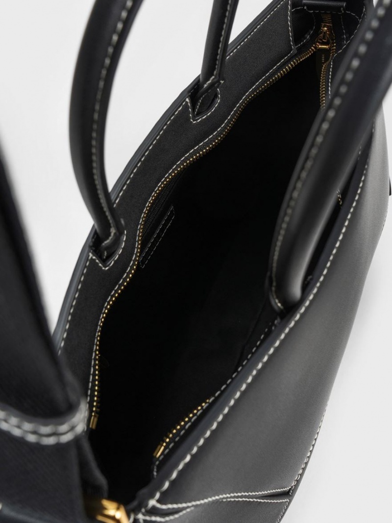 τσάντεσ tote Charles And Keith Nasrin Geometric μαυρα | 08219-WGMA