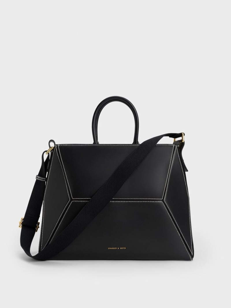 τσάντεσ tote Charles And Keith Nasrin Geometric μαυρα | 08219-WGMA