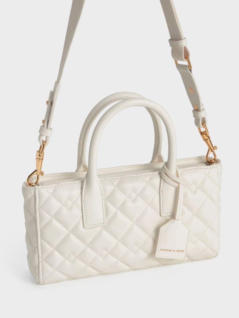 τσάντεσ tote Charles And Keith Nezu Καπιτονέ ασπρα | 10928-ZFVY