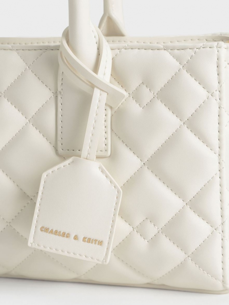 τσάντεσ tote Charles And Keith Nezu Καπιτονέ ασπρα | 10928-ZFVY