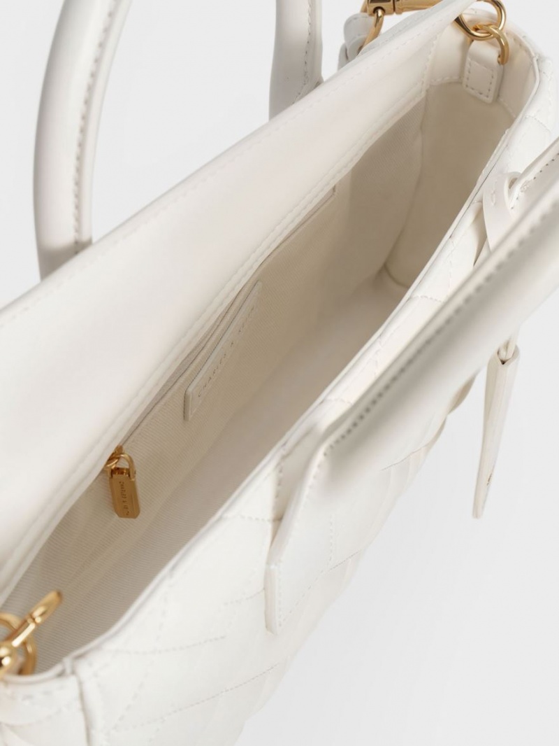τσάντεσ tote Charles And Keith Nezu Καπιτονέ ασπρα | 10928-ZFVY