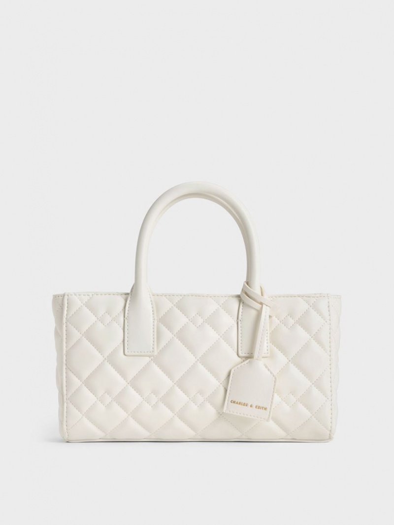 τσάντεσ tote Charles And Keith Nezu Καπιτονέ ασπρα | 10928-ZFVY