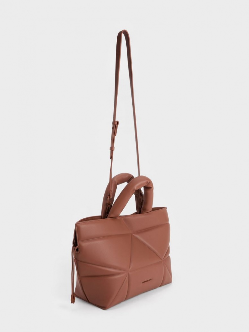 τσάντεσ tote Charles And Keith Nina δερματινα Drawstring Slouchy καφε | 45192-YDZG