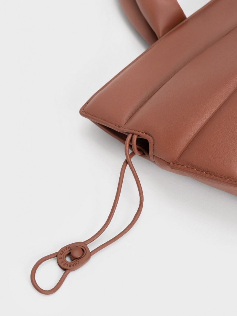 τσάντεσ tote Charles And Keith Nina δερματινα Drawstring Slouchy καφε | 45192-YDZG